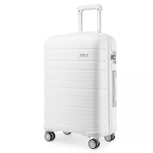 Kono 20 Inch Multi Texture Hard Shell PP Suitcase - Classic Collection - White - BEYRUN