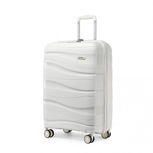 Kono 20 Inch Lightweight Polypropylene Suitcase with TSA Lock - Cream White - Durable, Stylish, Perfect for Travel - BEYRUN