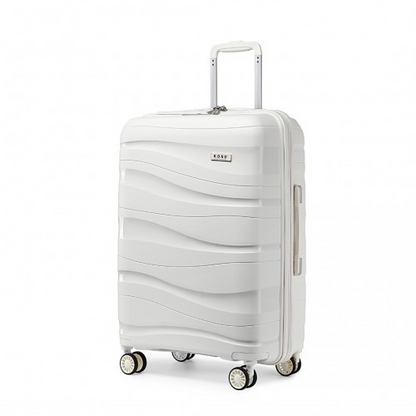 Kono 28 Inch Lightweight Polypropylene Hard Shell Suitcase with TSA Lock - Cream White - BEYRUN