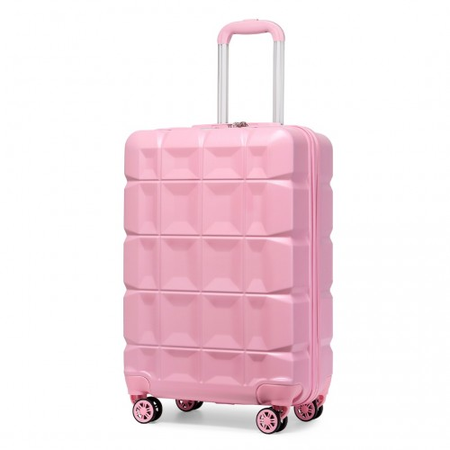 Kono 20 Inch Lightweight Hard Shell ABS Luggage Cabin Suitcase With TSA Lock - Pink | Durable Travel Companion with 360° Swivel Wheels - BEYRUN