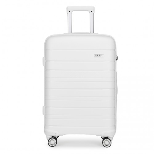 Kono 28 Inch Multi Texture Hard Shell PP Suitcase - Classic Collection - White - BEYRUN