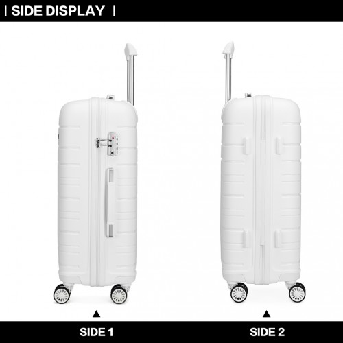 Kono 28 Inch Multi Texture Hard Shell PP Suitcase - Classic Collection - White - BEYRUN