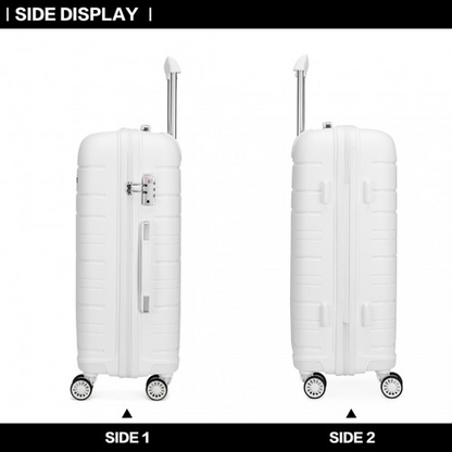 Kono 28 Inch Multi Texture Hard Shell PP Suitcase - Classic Collection - White - BEYRUN