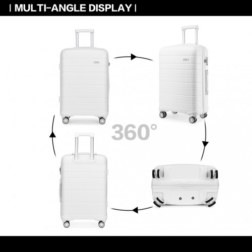 Kono 28 Inch Multi Texture Hard Shell PP Suitcase - Classic Collection - White - BEYRUN