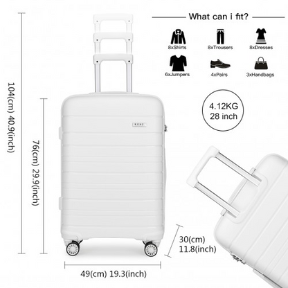 Kono 28 Inch Multi Texture Hard Shell PP Suitcase - Classic Collection - White - BEYRUN