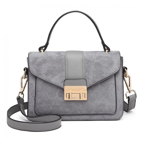 Miss Lulu Matte PU Leather Midi Handbag Cross Body Bag - Grey | Stylish & Versatile Women's Bag - BEYRUN