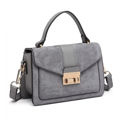 Miss Lulu Matte PU Leather Midi Handbag Cross Body Bag - Grey | Stylish & Versatile Women's Bag - BEYRUN