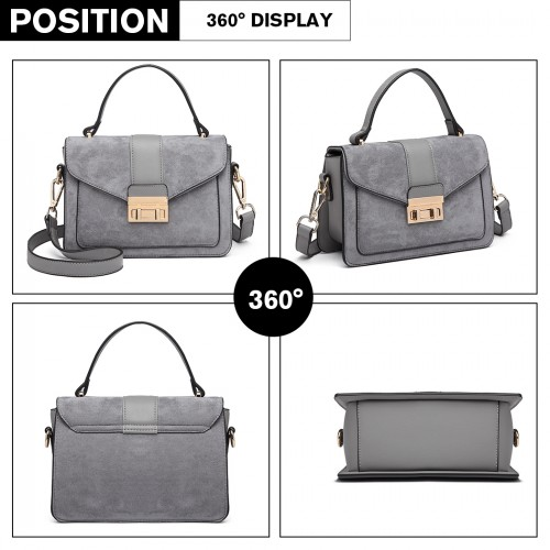 Miss Lulu Matte PU Leather Midi Handbag Cross Body Bag - Grey | Stylish & Versatile Women's Bag - BEYRUN