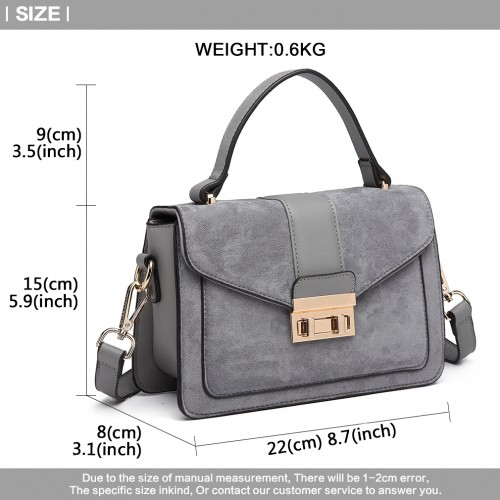 Miss Lulu Matte PU Leather Midi Handbag Cross Body Bag - Grey | Stylish & Versatile Women's Bag - BEYRUN