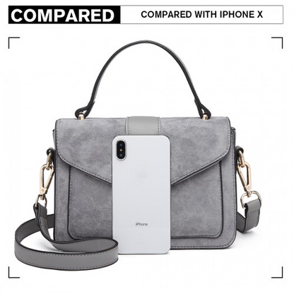 Miss Lulu Matte PU Leather Midi Handbag Cross Body Bag - Grey | Stylish & Versatile Women's Bag - BEYRUN