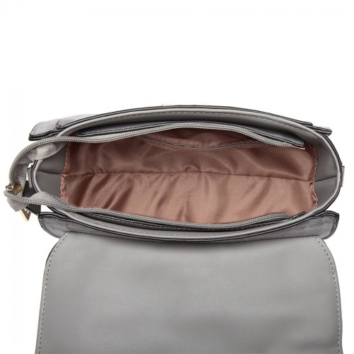 Miss Lulu Matte PU Leather Midi Handbag Cross Body Bag - Grey | Stylish & Versatile Women's Bag - BEYRUN