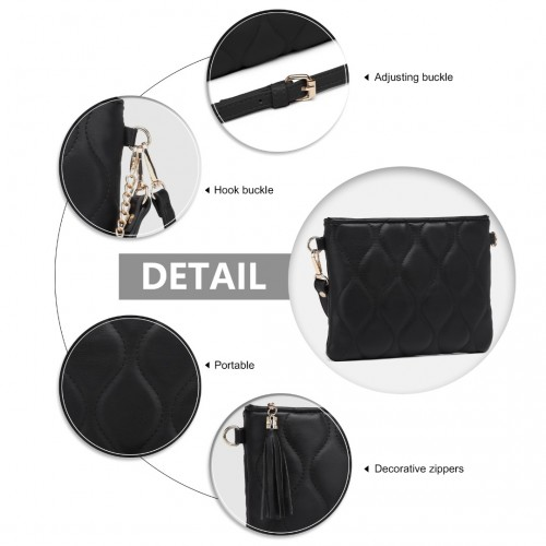 Miss Lulu Small PU Leather Soft Crossbody Bag - Black | Elegant & Versatile Accessory - BEYRUN