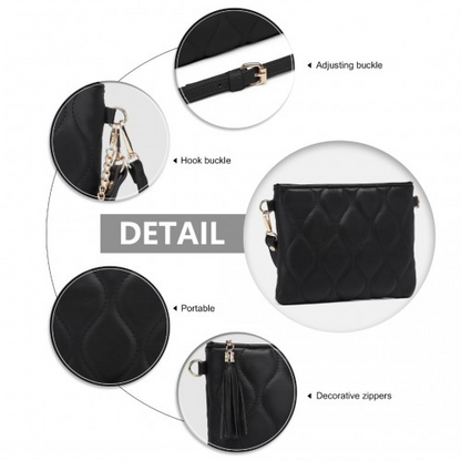 Miss Lulu Small PU Leather Soft Crossbody Bag - Black | Elegant & Versatile Accessory - BEYRUN