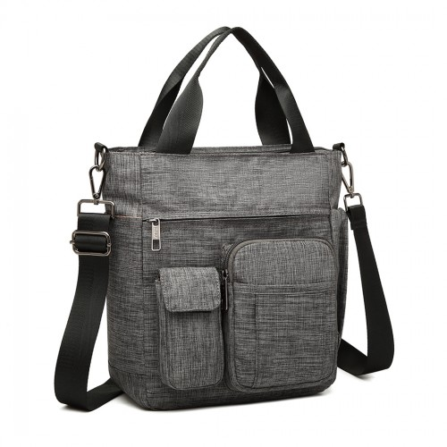 Kono Multi-Compartment Tote Shoulder Bag - Grey | Stylish & Practical - BEYRUN