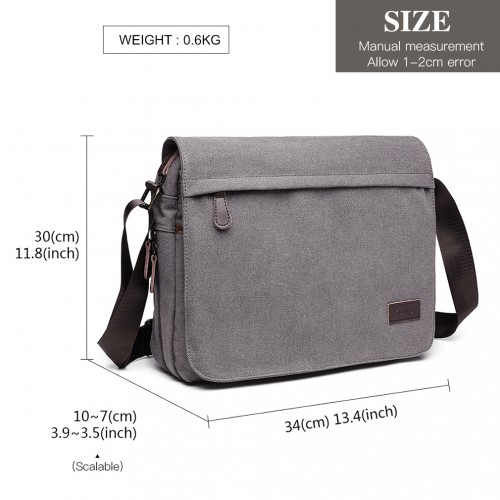 Kono Classic Expanding Messenger Bag - Grey | Versatile & Stylish Laptop Bag - BEYRUN