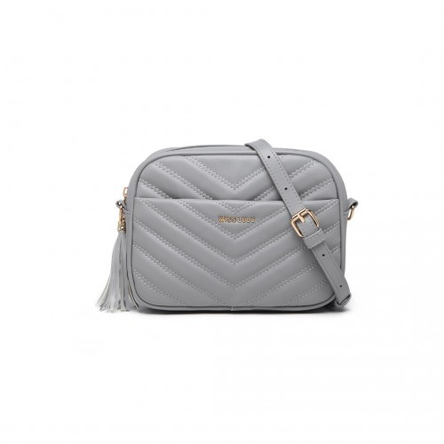 Miss LuLu Lightweight Quilted Leather Crossbody Bag - Grey | Stylish & Practical - BEYRUN