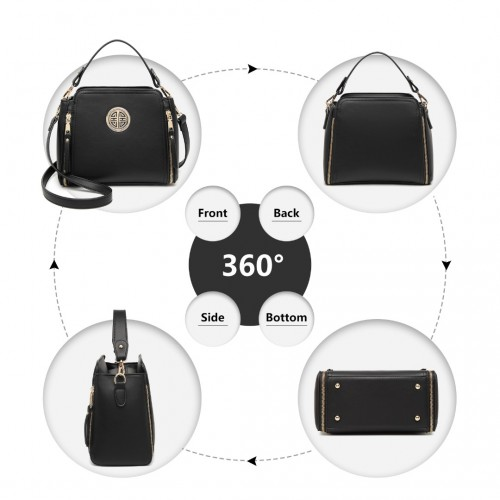 Miss Lulu Leather Look Practical Crossbody Bag - Black | Versatile & Stylish Handbag - BEYRUN