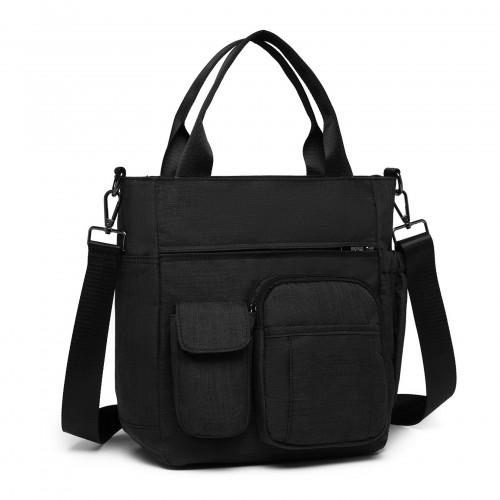 Kono Multi-Compartment Tote Shoulder Bag - Black | Stylish & Functional - BEYRUN