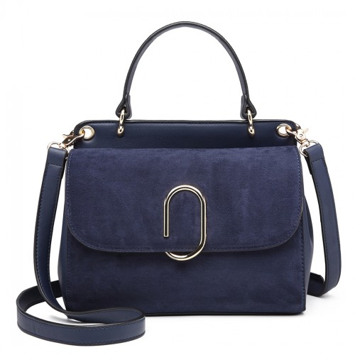 Miss Lulu Stylish Ladies Leather Handbag Shoulder Bag - Navy | Elegant Evening & Event Bag - BEYRUN