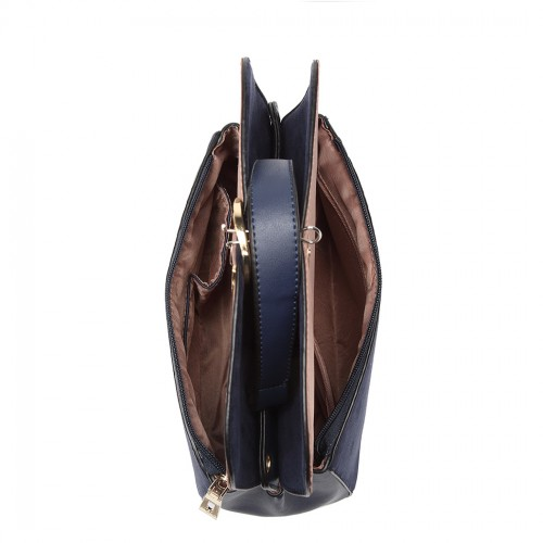 Miss Lulu Stylish Ladies Leather Handbag Shoulder Bag - Navy | Elegant Evening & Event Bag - BEYRUN