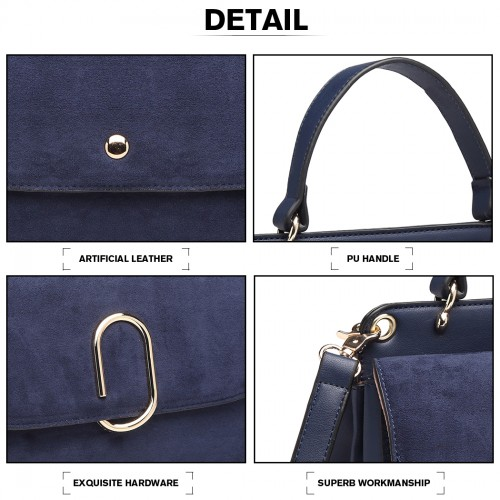 Miss Lulu Stylish Ladies Leather Handbag Shoulder Bag - Navy | Elegant Evening & Event Bag - BEYRUN