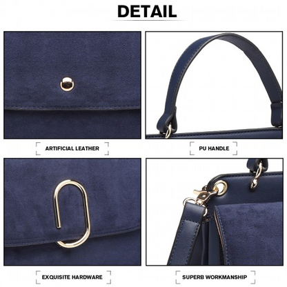 Miss Lulu Stylish Ladies Leather Handbag Shoulder Bag - Navy | Elegant Evening & Event Bag - BEYRUN