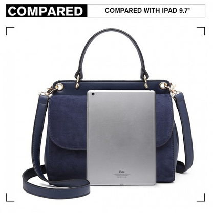 Miss Lulu Stylish Ladies Leather Handbag Shoulder Bag - Navy | Elegant Evening & Event Bag - BEYRUN