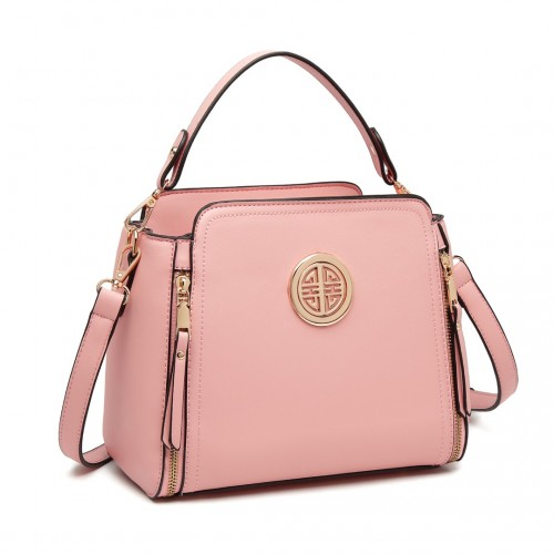 Miss Lulu LB2126 Pink Leather Look Practical Crossbody Bag - Stylish & Versatile - BEYRUN