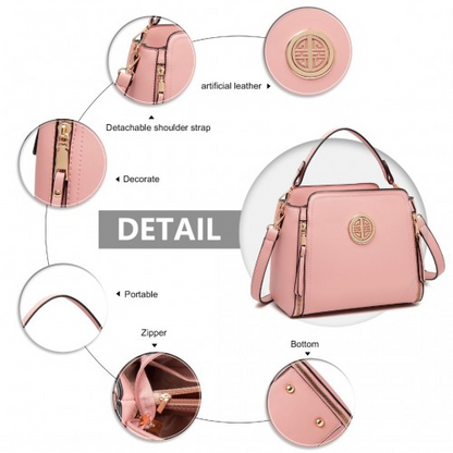 Miss Lulu LB2126 Pink Leather Look Practical Crossbody Bag - Stylish & Versatile - BEYRUN