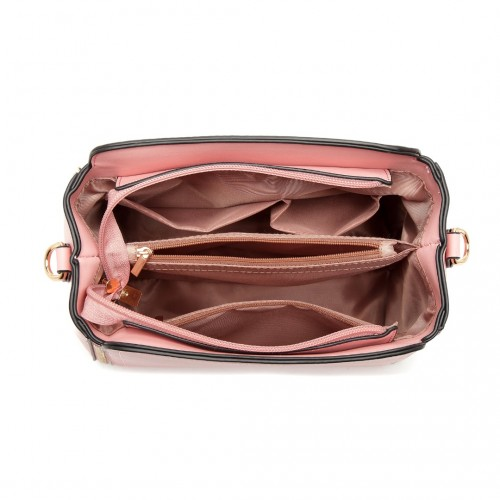 Miss Lulu LB2126 Pink Leather Look Practical Crossbody Bag - Stylish & Versatile - BEYRUN