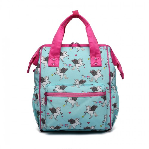 LB6896 - Miss Lulu Child's Unicorn Backpack with Pencil Case - Blue - BEYRUN