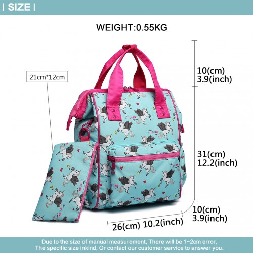 LB6896 - Miss Lulu Child's Unicorn Backpack with Pencil Case - Blue - BEYRUN