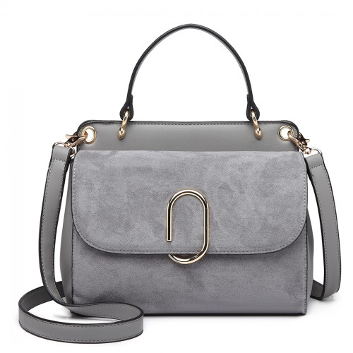 Miss Lulu Grey Stylish Ladies Leather Handbag Shoulder Bag - LB6871 - BEYRUN