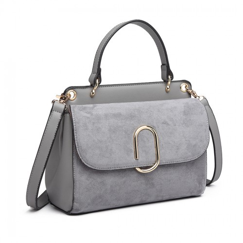 Miss Lulu Grey Stylish Ladies Leather Handbag Shoulder Bag - LB6871 - BEYRUN