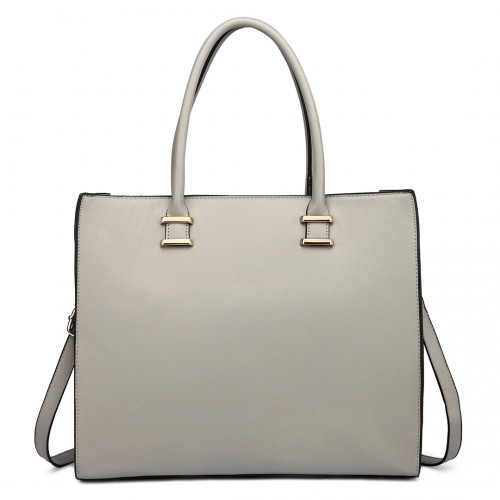 Miss Lulu Leather Look Classic Square Shoulder Bag Grey - Stylish and Versatile - BEYRUN