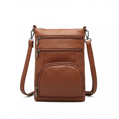 Miss Lulu Multi Pocket Leather Look RFID-Blocking Cross Body Bag - Brown | Stylish & Secure - BEYRUN