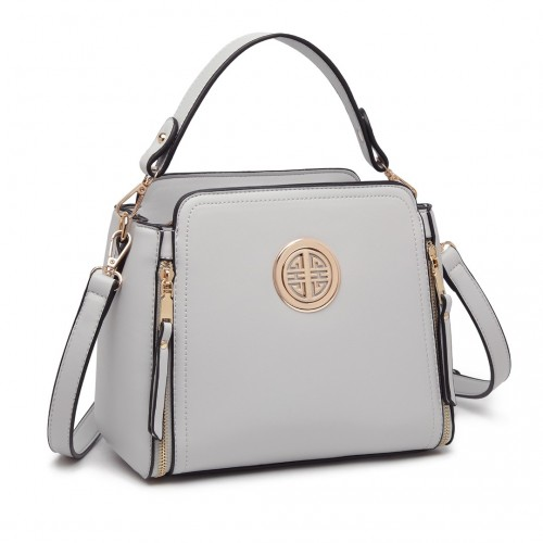 Miss Lulu Leather Look Practical Crossbody Bag - Grey | Lightweight & Stylish Everyday Handbag - BEYRUN