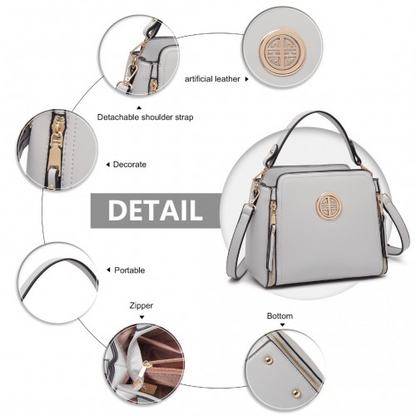 Miss Lulu Leather Look Practical Crossbody Bag - Grey | Lightweight & Stylish Everyday Handbag - BEYRUN