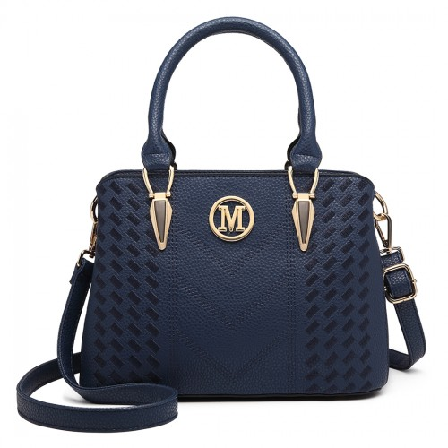 Miss Lulu Leather Look Weave Effect Shoulder Bag - Blue | Chic & Versatile Handbag for Every Occasion - BEYRUN