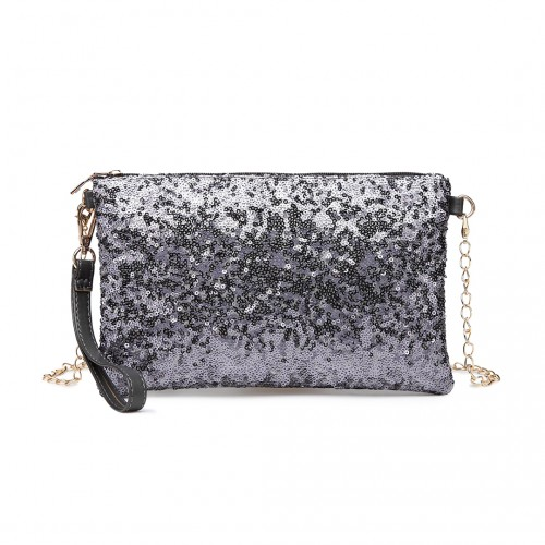 Miss Lulu Sequins Clutch Evening Bag - Grey | Elegant & Stylish Party Accessory - BEYRUN