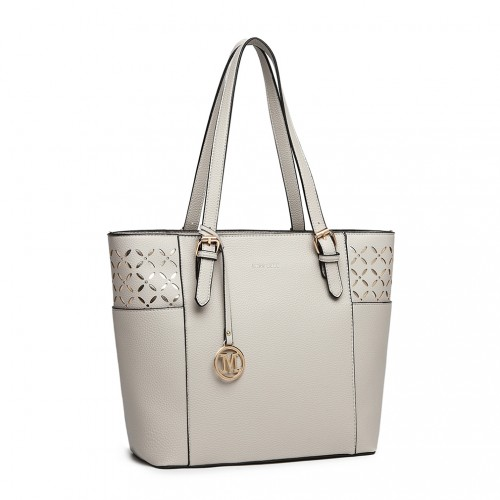 Miss Lulu Grey Laser Cut Out Tote Shopper Bag - Elegant & Versatile - BEYRUN