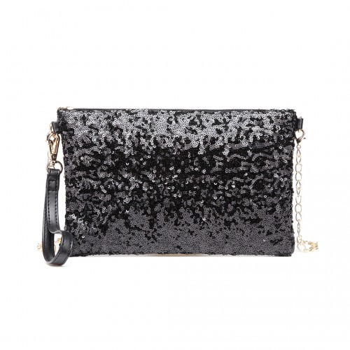 Miss Lulu Sequins Clutch Evening Bag - Black | Elegant & Stylish Clutch for Special Occasions - BEYRUN