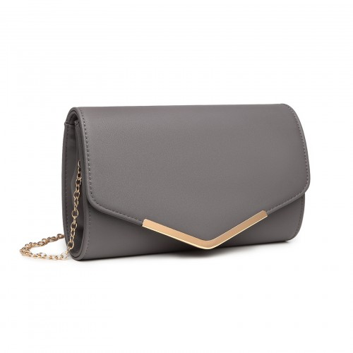 Miss Lulu Vegan Envelope Clutch Bag - Grey | Elegant & Sustainable Fashion Accessory - BEYRUN