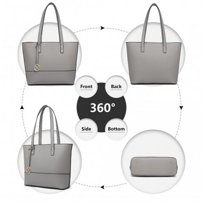 Miss Lulu 3 Piece Leather Look Tote Bag Set - Grey | Stylish and Spacious Bags for Any Occasion - BEYRUN