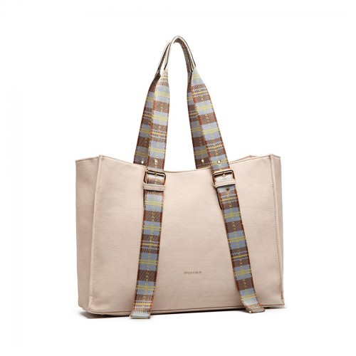 MISS LULU Plaid Tartan Strap Shoulder Bag - Pink | Spacious Stylish Bag for School & Office - BEYRUN