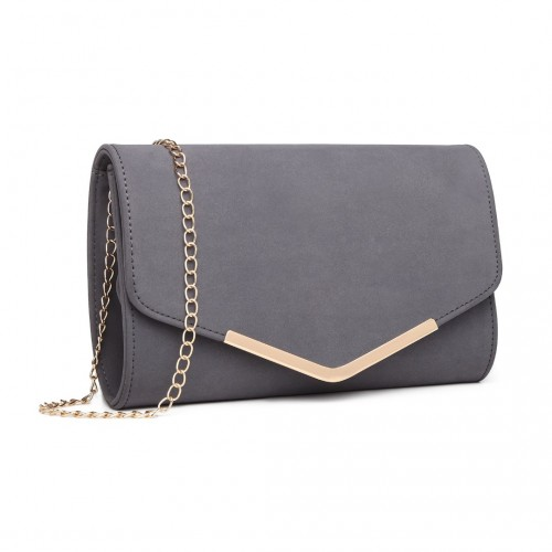 Miss Lulu Leather Look Envelope Clutch Bag - Grey | Sleek, Compact & Versatile Design - BEYRUN