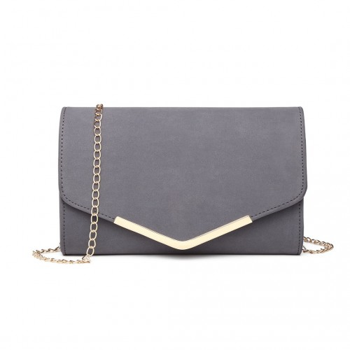 Miss Lulu Leather Look Envelope Clutch Bag - Grey | Sleek, Compact & Versatile Design - BEYRUN