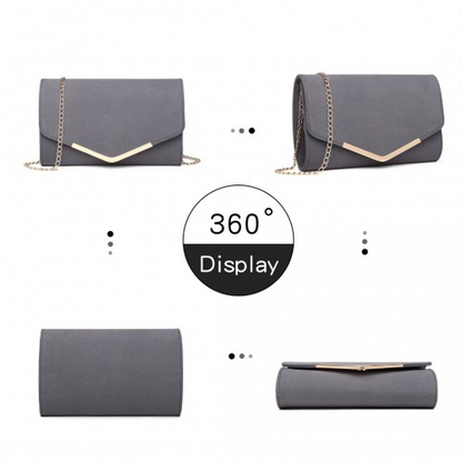 Miss Lulu Leather Look Envelope Clutch Bag - Grey | Sleek, Compact & Versatile Design - BEYRUN