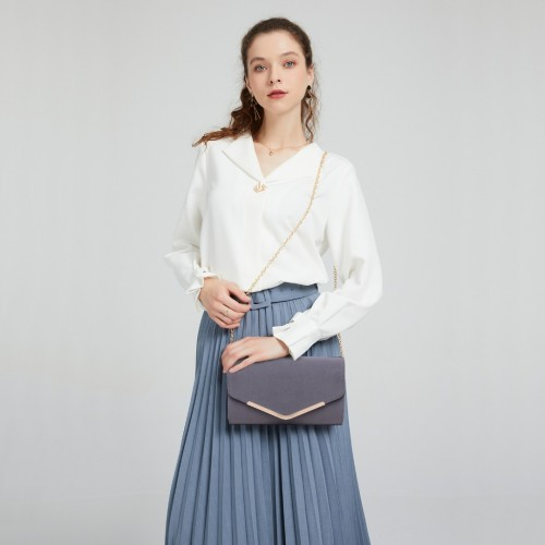 Miss Lulu Leather Look Envelope Clutch Bag - Grey | Sleek, Compact & Versatile Design - BEYRUN