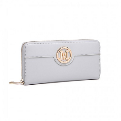 Miss Lulu Women's Grey Leather Look Purse - Stylish & Spacious Everyday Wallet | Elegant Design & Ample Storage - BEYRUN